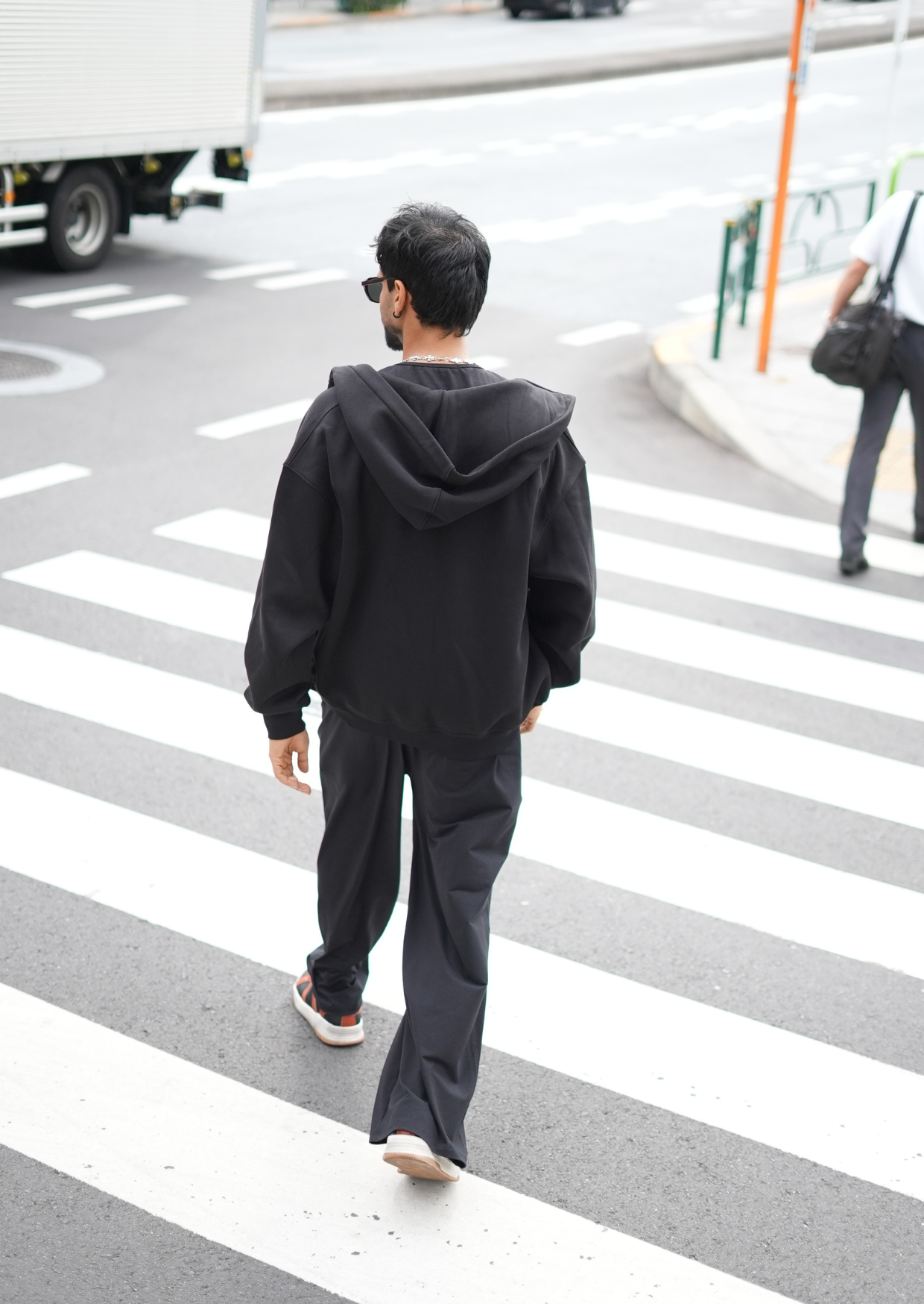 Layered Zip Up Hoodie - Black