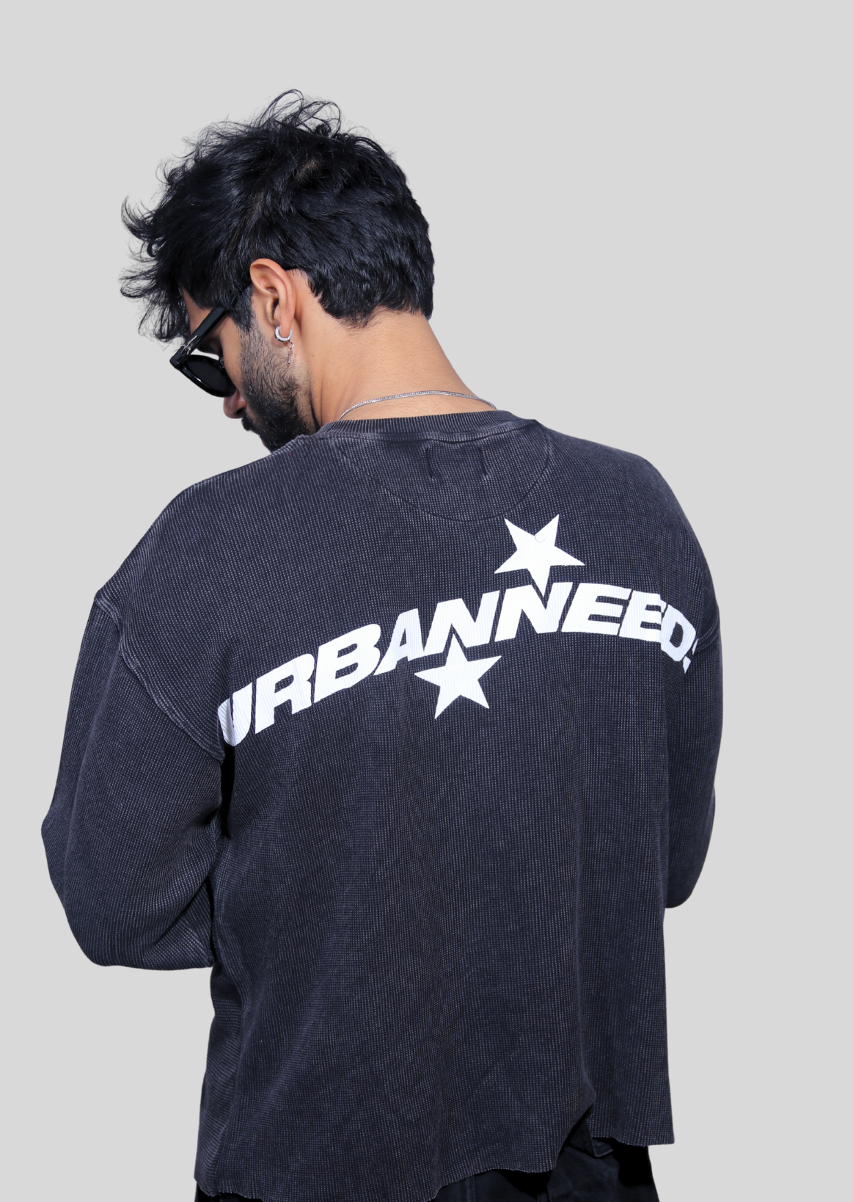 Cropped Waffle Tshirt - Black