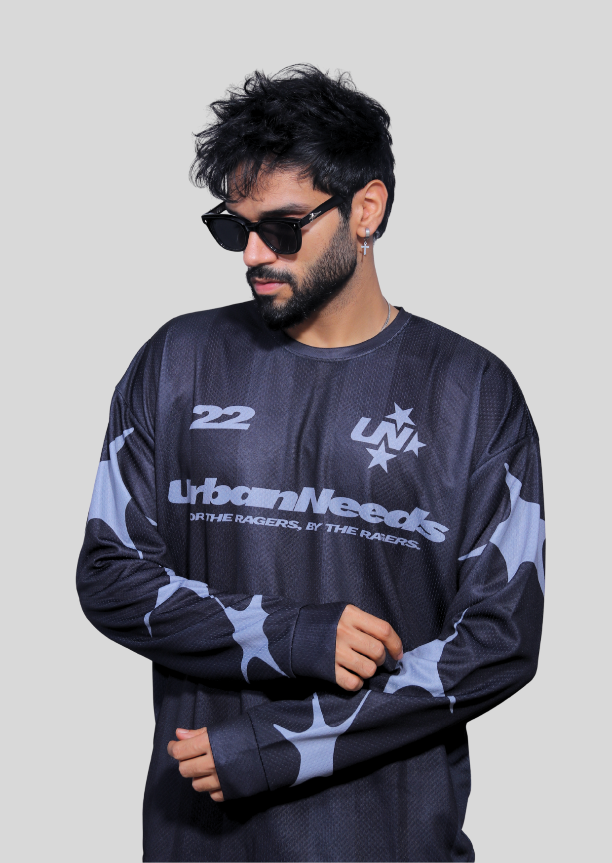 Long Sleeve Oversized Jersey - Black