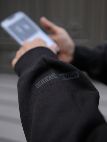 Layered Zip Up Hoodie - Black