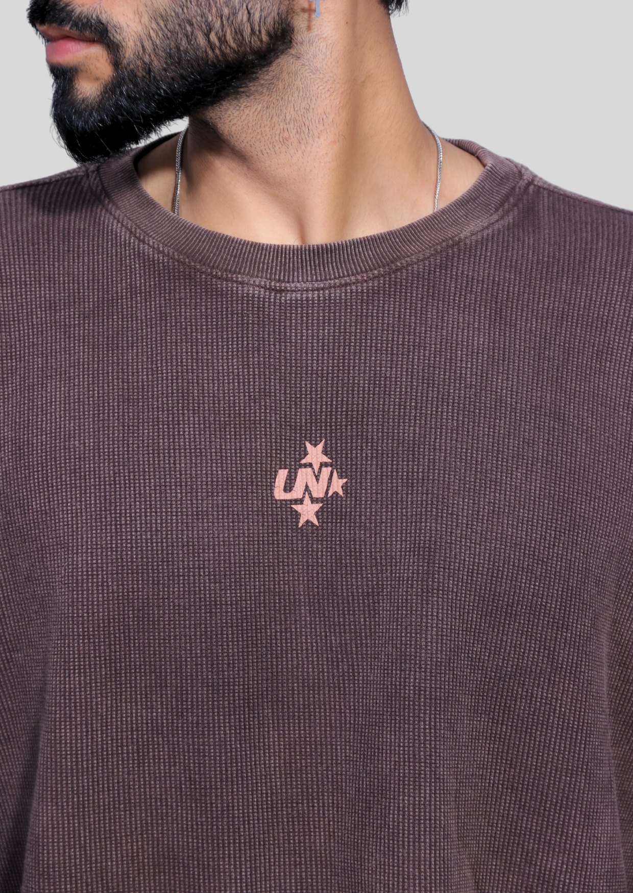 Cropped Waffle Tshirt - Brown