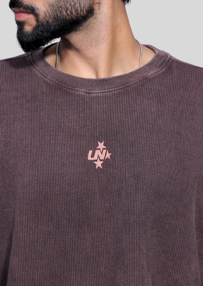 Cropped Waffle Tshirt - Brown