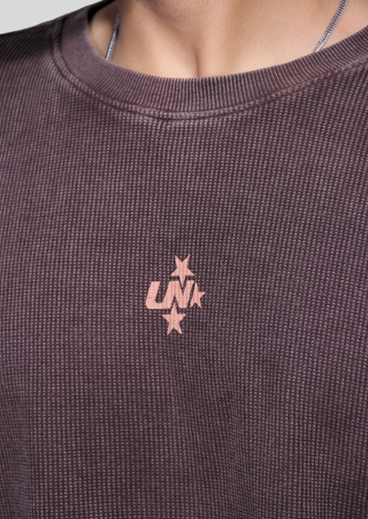 Cropped Waffle Tshirt - Brown