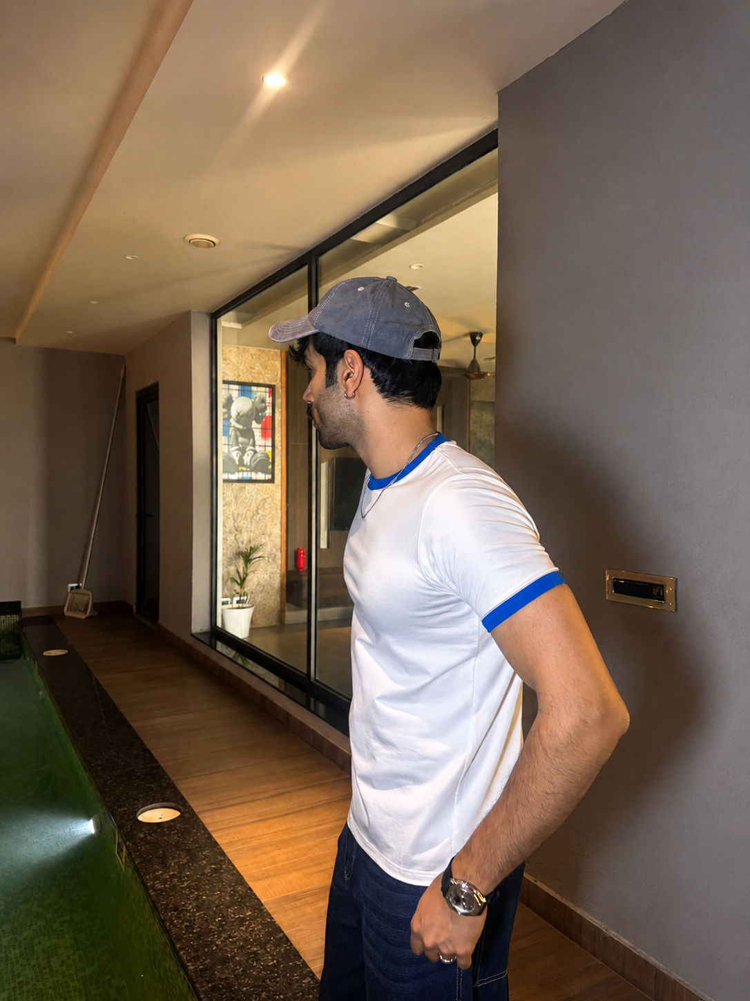 Ringer Slim Fit T-shirt - Electric Blue