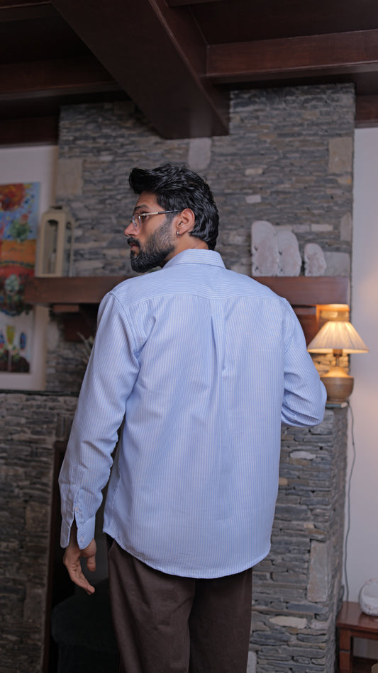 Pinstripe Relaxed Shirt - Blue
