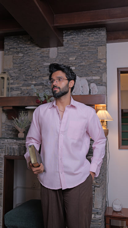 Pinstripe Relaxed Shirt - Pink