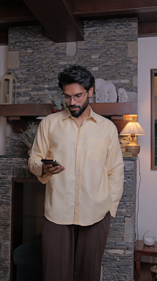 Pinstripe Relaxed Shirt - Yellow
