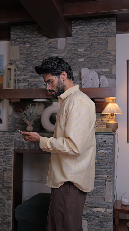 Pinstripe Relaxed Shirt - Yellow