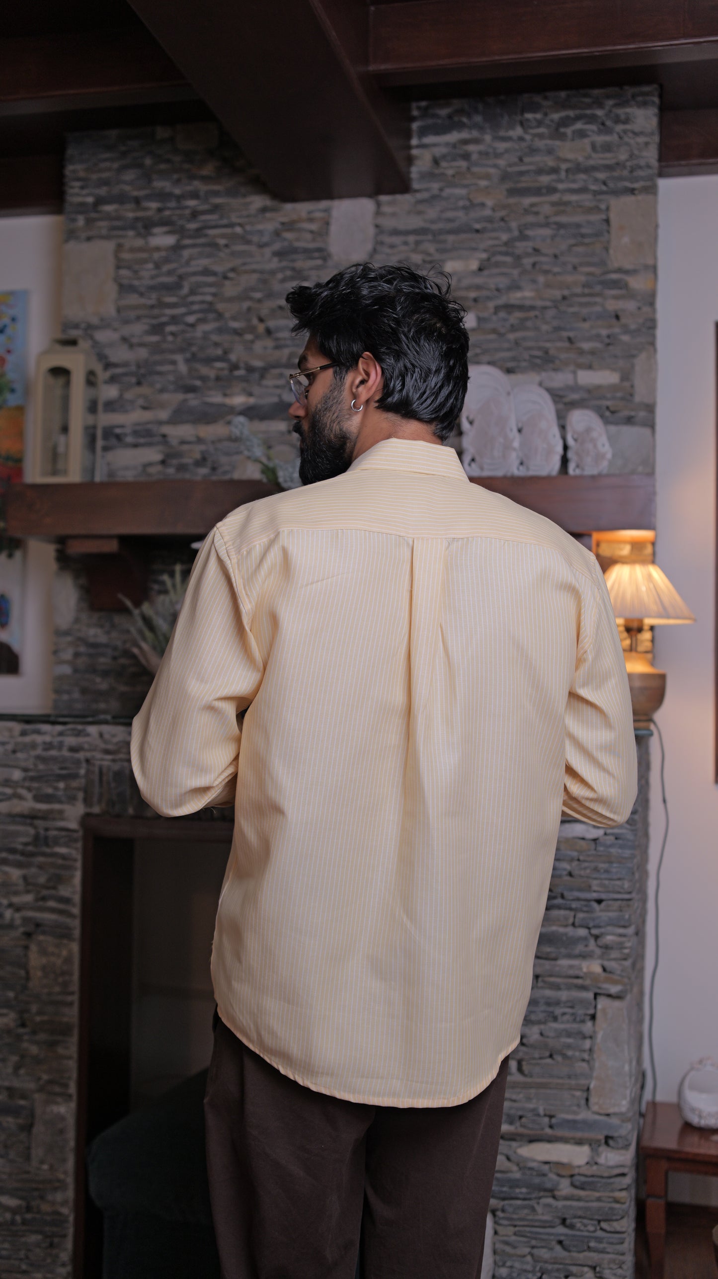 Pinstripe Relaxed Shirt - Yellow