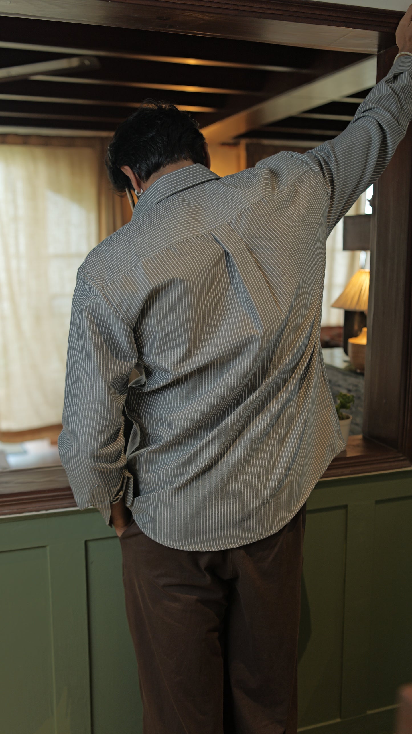 Pinstripe Relaxed Shirt - Grey