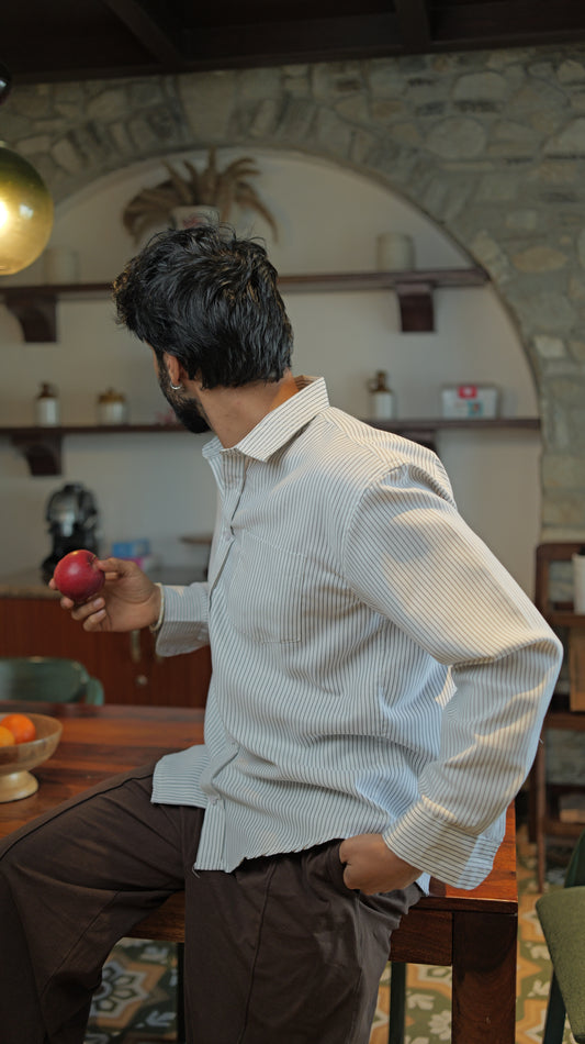 Pinstripe Relaxed Shirt - White