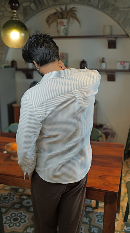 Pinstripe Relaxed Shirt - White