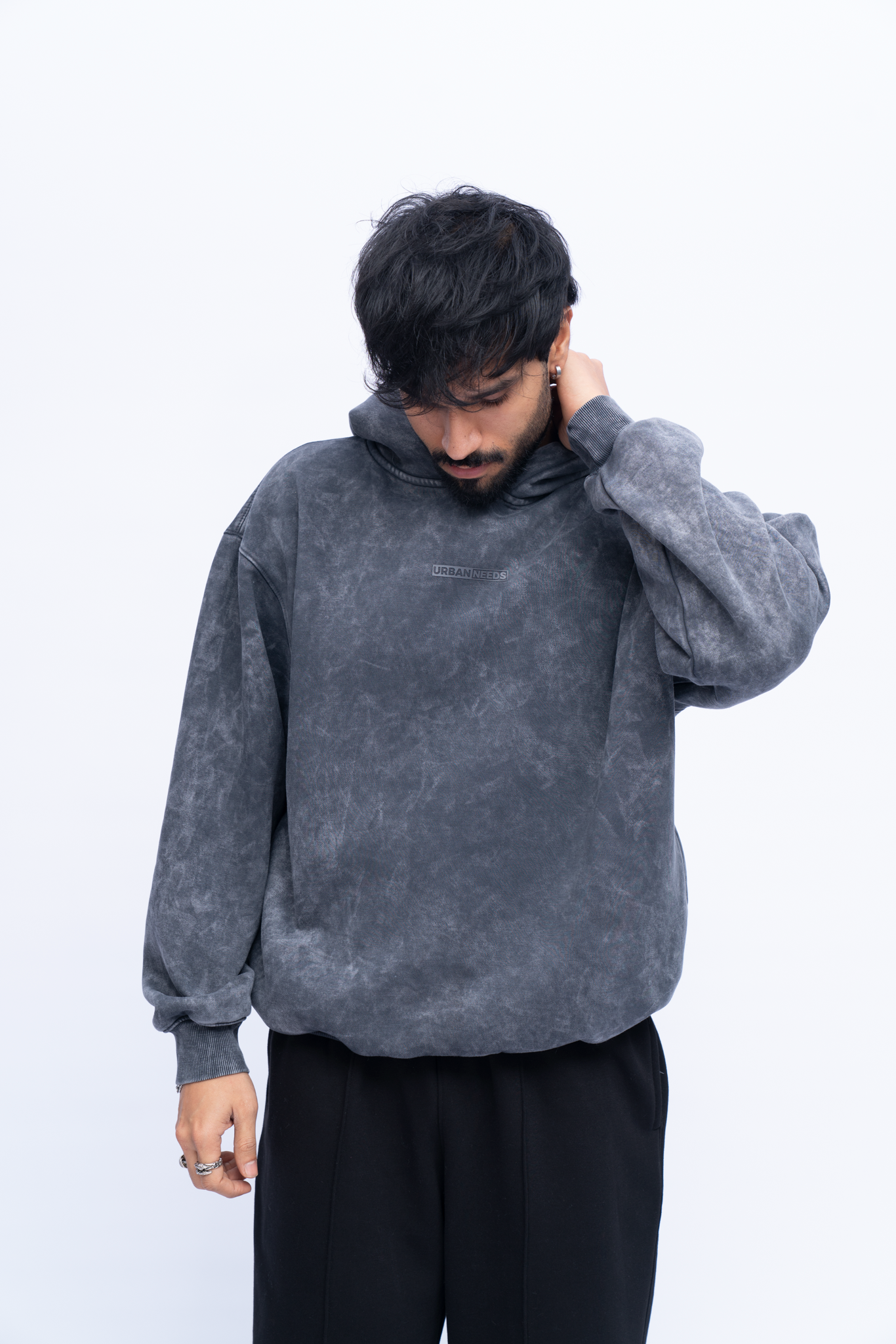 Acid wash black Hoodie