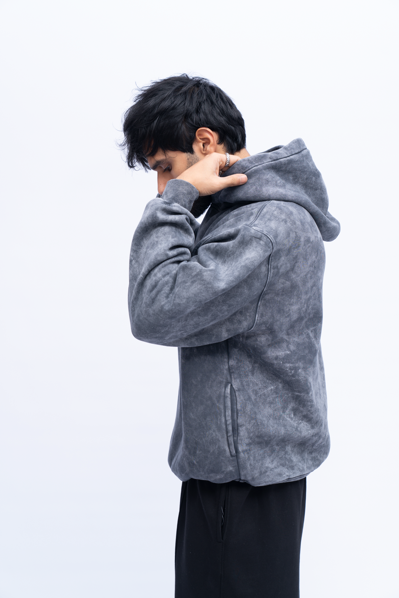 Acid wash black Hoodie