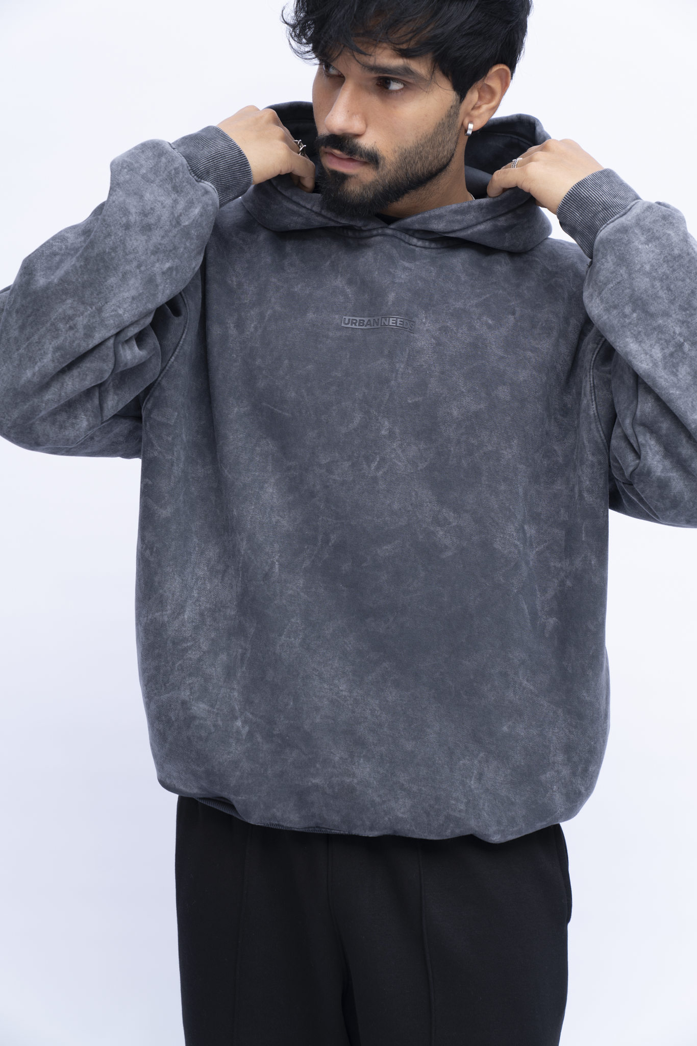 Acid wash black Hoodie