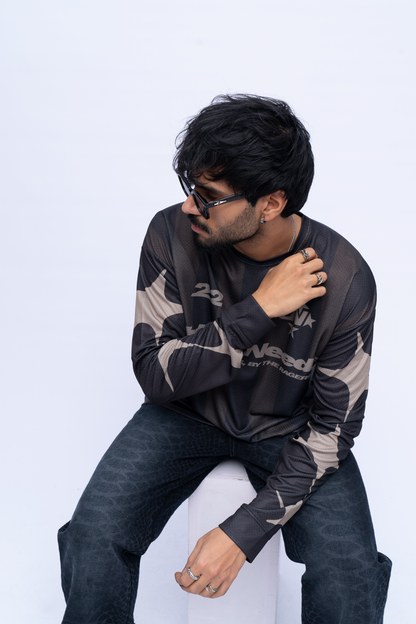 Long Sleeve Oversized Jersey - Brown