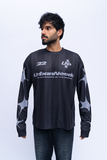 Long Sleeve Oversized Jersey - Black