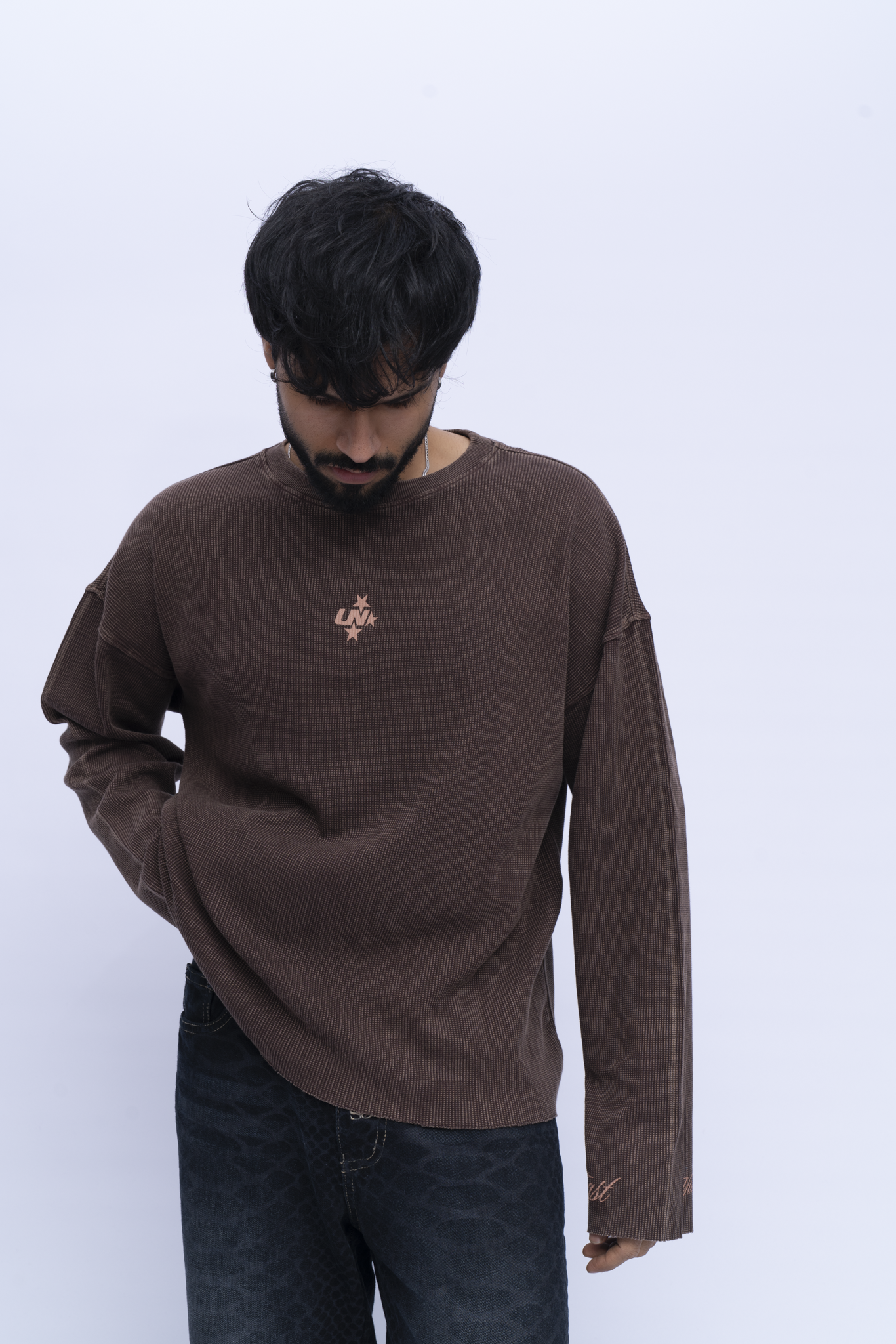 Cropped Waffle Tshirt - Brown