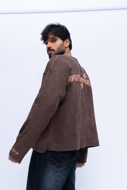 Cropped Waffle Tshirt - Brown