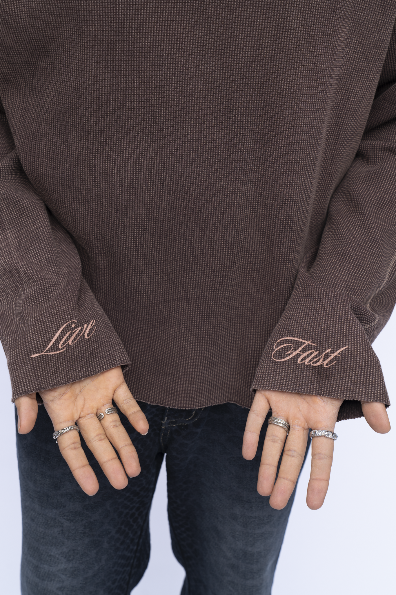 Cropped Waffle Tshirt - Brown