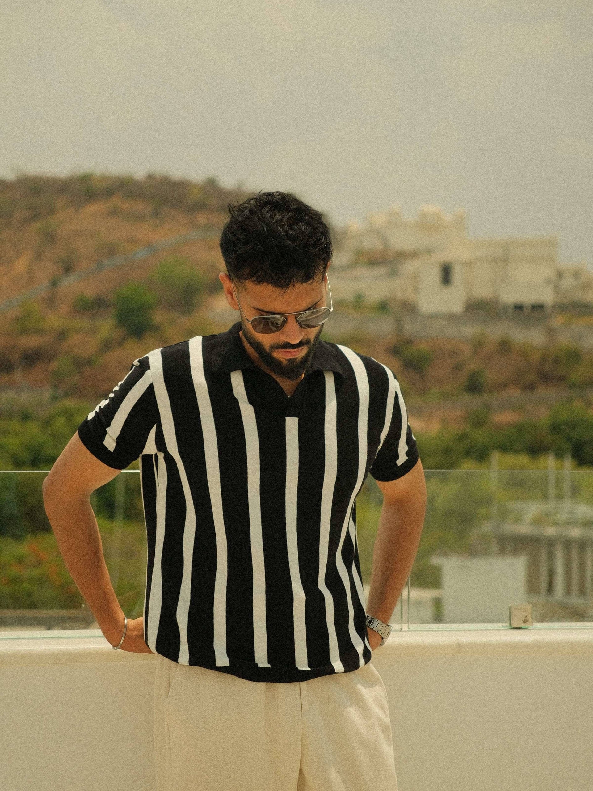 Old Money Stripe Polo Contrast