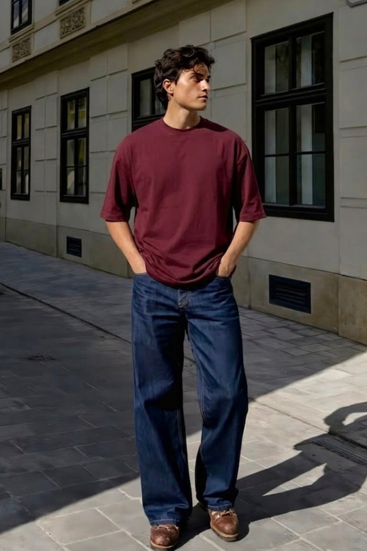 All Day Oversized Tee - Wine