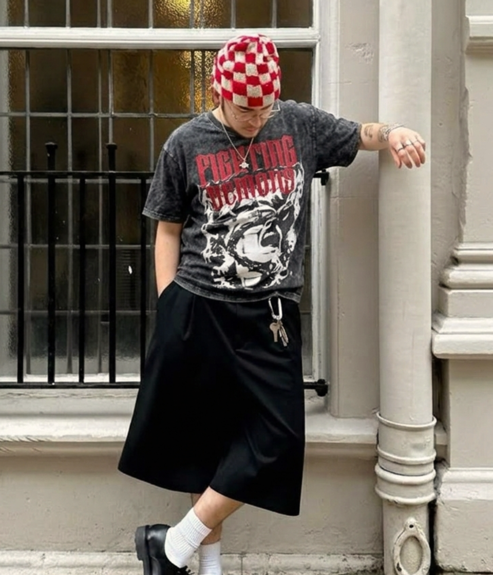 Demons Acid Wash Relaxed Fit Tee