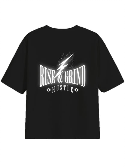 All Day Black Oversized Tee - Thunder Hustle